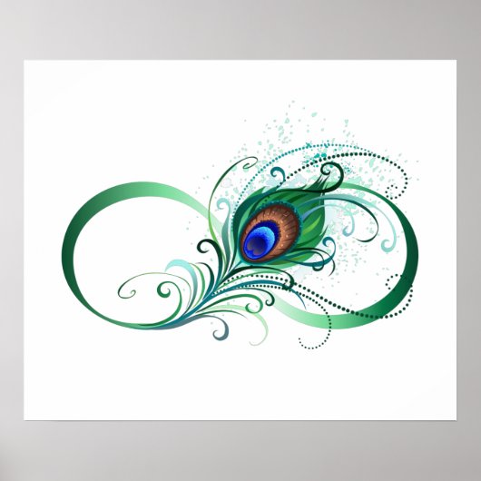 Unendlichkeitssymbol mit Peacock Feather Poster (Vorne)