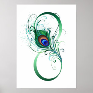 Unendlichkeitssymbol mit Peacock Feather Poster