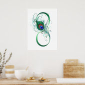 Unendlichkeitssymbol mit Peacock Feather Poster (Küche)