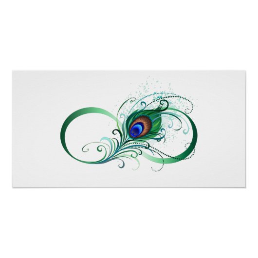 Unendlichkeitssymbol mit Peacock Feather Poster (Vorderseite)