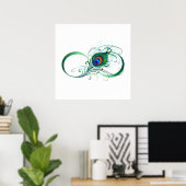 Unendlichkeitssymbol mit Peacock Feather Poster (Heimbüro)
