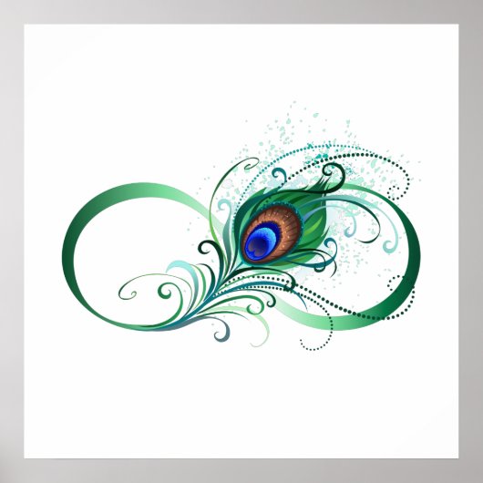 Unendlichkeitssymbol mit Peacock Feather Poster (Vorne)