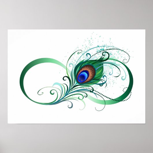 Unendlichkeitssymbol mit Peacock Feather Poster (Vorne)