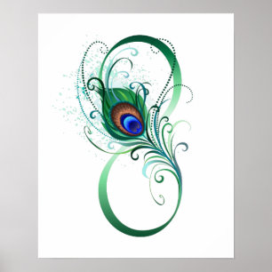 Unendlichkeitssymbol mit Peacock Feather Poster