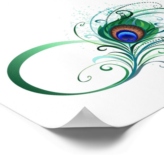 Unendlichkeitssymbol mit Peacock Feather Poster (Ecke)