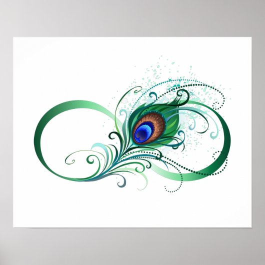Unendlichkeitssymbol mit Peacock Feather Poster (Vorne)
