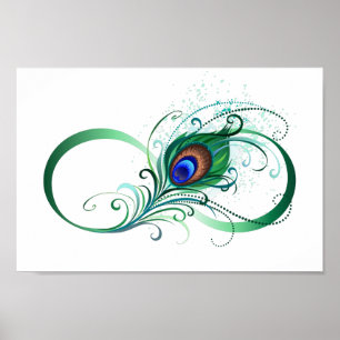 Unendlichkeitssymbol mit Peacock Feather Poster