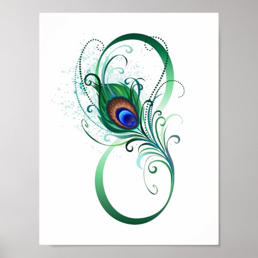 Unendlichkeitssymbol mit Peacock Feather Poster (Vorne)