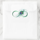 Unendlichkeitssymbol mit Peacock Feather Quadratischer Aufkleber (Tasche)