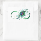 Unendlichkeitssymbol mit Peacock Feather Rechteckiger Aufkleber (Tasche)