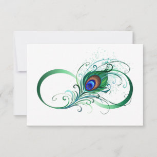 Unendlichkeitssymbol mit Peacock Feather RSVP Karte