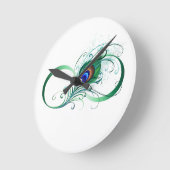 Unendlichkeitssymbol mit Peacock Feather Runde Wanduhr (Winkel)