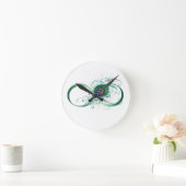 Unendlichkeitssymbol mit Peacock Feather Runde Wanduhr (Zuhause)