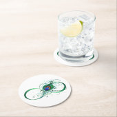 Unendlichkeitssymbol mit Peacock Feather Runder Pappuntersetzer (Vor Ort)