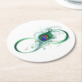 Unendlichkeitssymbol mit Peacock Feather Runder Pappuntersetzer (Angewinkelt)