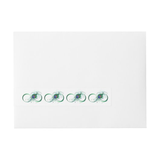 Unendlichkeitssymbol mit Peacock Feather Rundum-Adressaufkleber (Vorderseite)