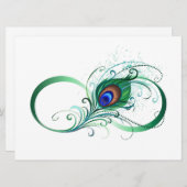 Unendlichkeitssymbol mit Peacock Feather Save The Date (Vorne/Hinten)