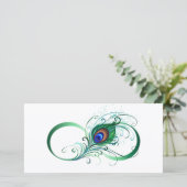 Unendlichkeitssymbol mit Peacock Feather Save The Date (Stehend Vorderseite)