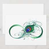 Unendlichkeitssymbol mit Peacock Feather Save The Date (Vorne/Hinten)