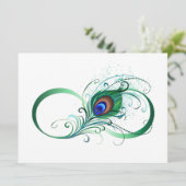 Unendlichkeitssymbol mit Peacock Feather Save The Date (Stehend Vorderseite)