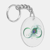 Unendlichkeitssymbol mit Peacock Feather Schlüsselanhänger (Vorderseite links)