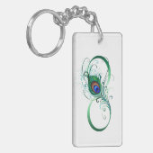 Unendlichkeitssymbol mit Peacock Feather Schlüsselanhänger (Vorderseite links)