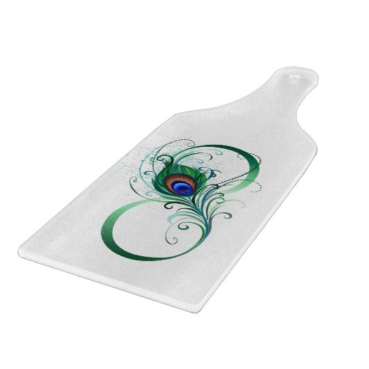 Unendlichkeitssymbol mit Peacock Feather Schneidebrett (Ecke)