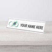 Unendlichkeitssymbol mit Peacock Feather Schreibtischnamensplakette (Vorderseite )