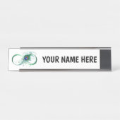 Unendlichkeitssymbol mit Peacock Feather Schreibtischnamensplakette (Vorderseite )