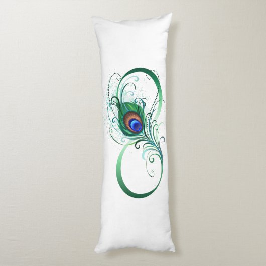 Unendlichkeitssymbol mit Peacock Feather Seitenschläferkissen (Rückseite (Vertikal))