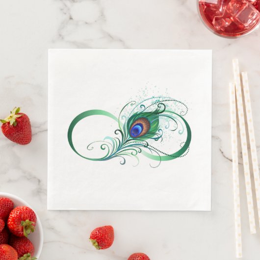 Unendlichkeitssymbol mit Peacock Feather Serviette (Beispiel)