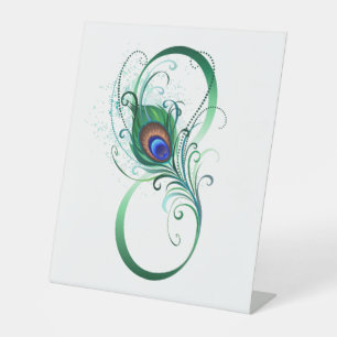 Unendlichkeitssymbol mit Peacock Feather Sockelschild