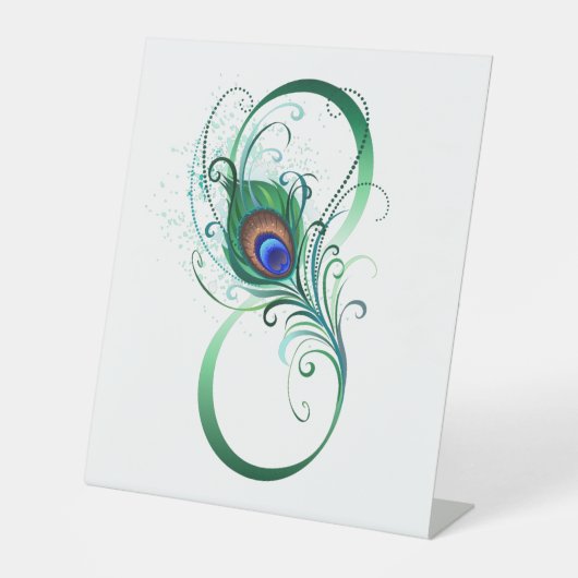 Unendlichkeitssymbol mit Peacock Feather Sockelschild (Vorderseite)
