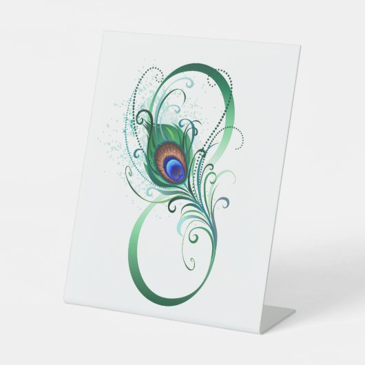 Unendlichkeitssymbol mit Peacock Feather Sockelschild (Vorderseite)