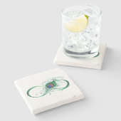 Unendlichkeitssymbol mit Peacock Feather Steinuntersetzer (Seitenansicht)