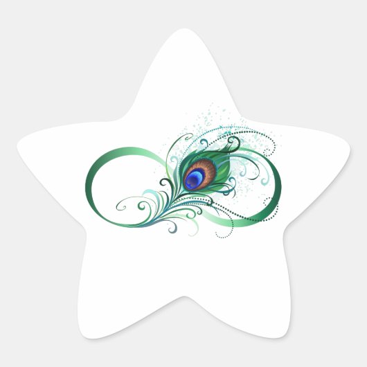 Unendlichkeitssymbol mit Peacock Feather Stern-Aufkleber (Vorderseite)