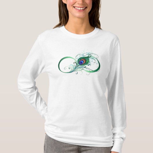 Unendlichkeitssymbol mit Peacock Feather T-Shirt (Vorderseite)