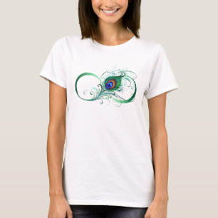 Unendlichkeitssymbol mit Peacock Feather T-Shirt