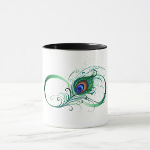 Unendlichkeitssymbol mit Peacock Feather Tasse