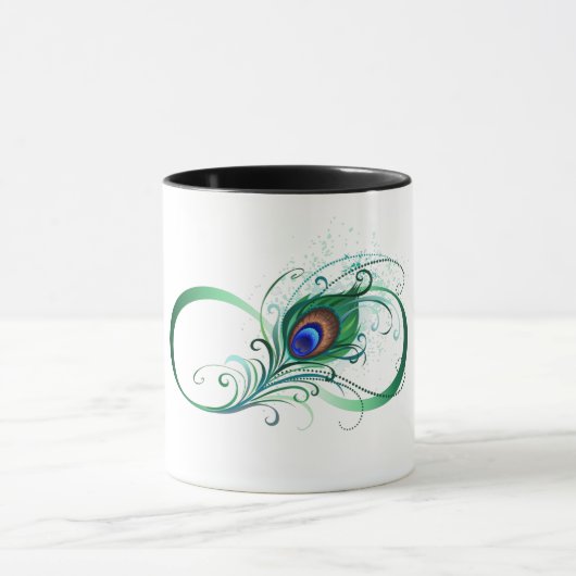 Unendlichkeitssymbol mit Peacock Feather Tasse (Zentrum)