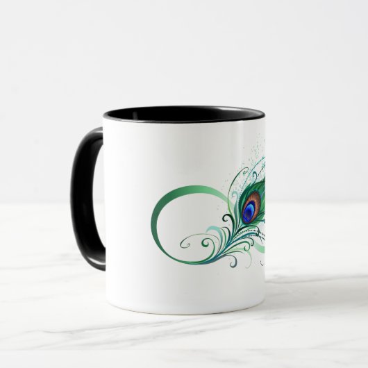 Unendlichkeitssymbol mit Peacock Feather Tasse (Vorderseite Links)