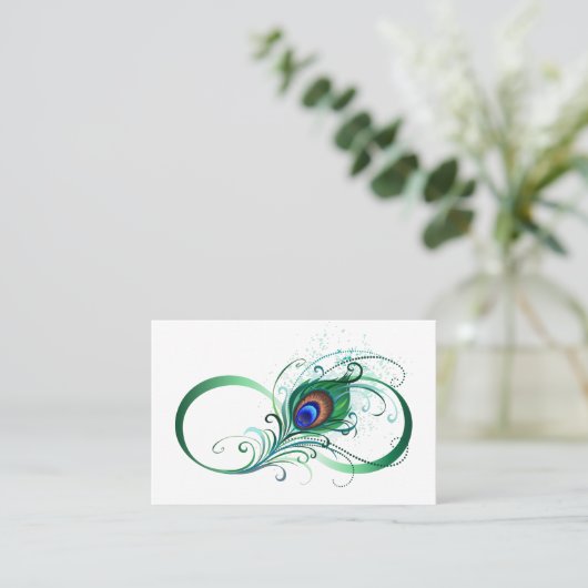 Unendlichkeitssymbol mit Peacock Feather Terminkarte (Stehend Vorderseite)