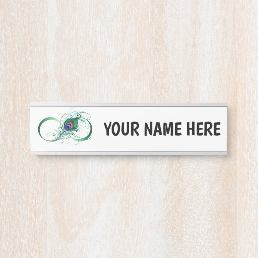 Unendlichkeitssymbol mit Peacock Feather Türschild (Vorderseite )