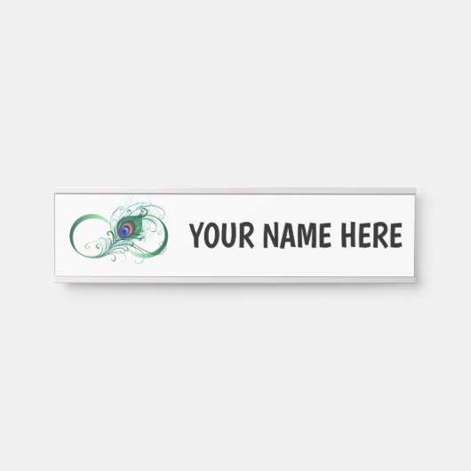 Unendlichkeitssymbol mit Peacock Feather Türschild (Vorderseite )