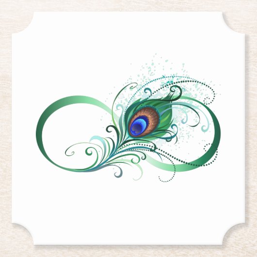 Unendlichkeitssymbol mit Peacock Feather Untersetzer (Vorderseite)