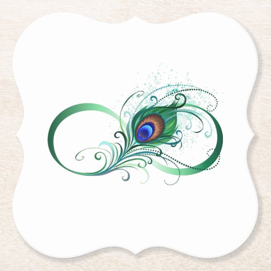 Unendlichkeitssymbol mit Peacock Feather Untersetzer (Vorderseite)