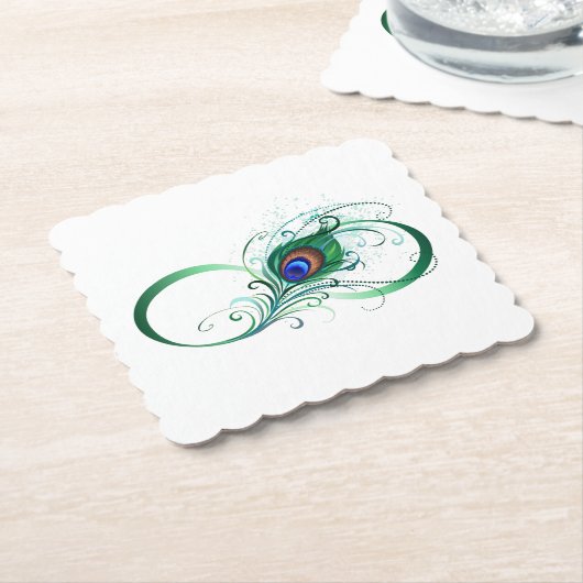 Unendlichkeitssymbol mit Peacock Feather Untersetzer (angewinkelt)