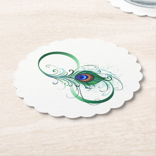 Unendlichkeitssymbol mit Peacock Feather Untersetzer (angewinkelt)