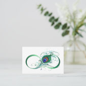 Unendlichkeitssymbol mit Peacock Feather Visitenkarte (Stehend Vorderseite)