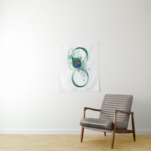 Unendlichkeitssymbol mit Peacock Feather Wandteppich (Beispiel)